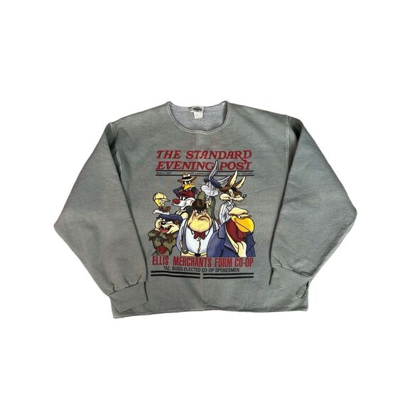 Vintage Looney Tunes Graphic Sweatshirt Pullover Boxy Cut Off  M US Made Retro - Picture 2 of 13